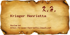 Krieger Henrietta névjegykártya